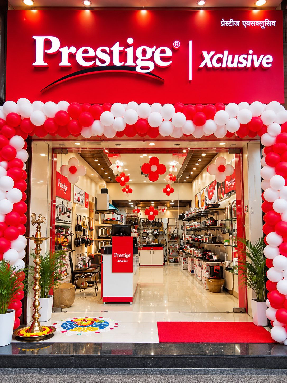 Prestige Xclusive Dombivli showroom entrance with Prestige Xclusive signage, near Kalyan Jewellers on Shiv Mandir Road, Ramnagar, Dombivli East